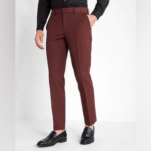 Express Mens Extra Slim Fit Cotton-Blend Dress Pant Maroon. 30x30